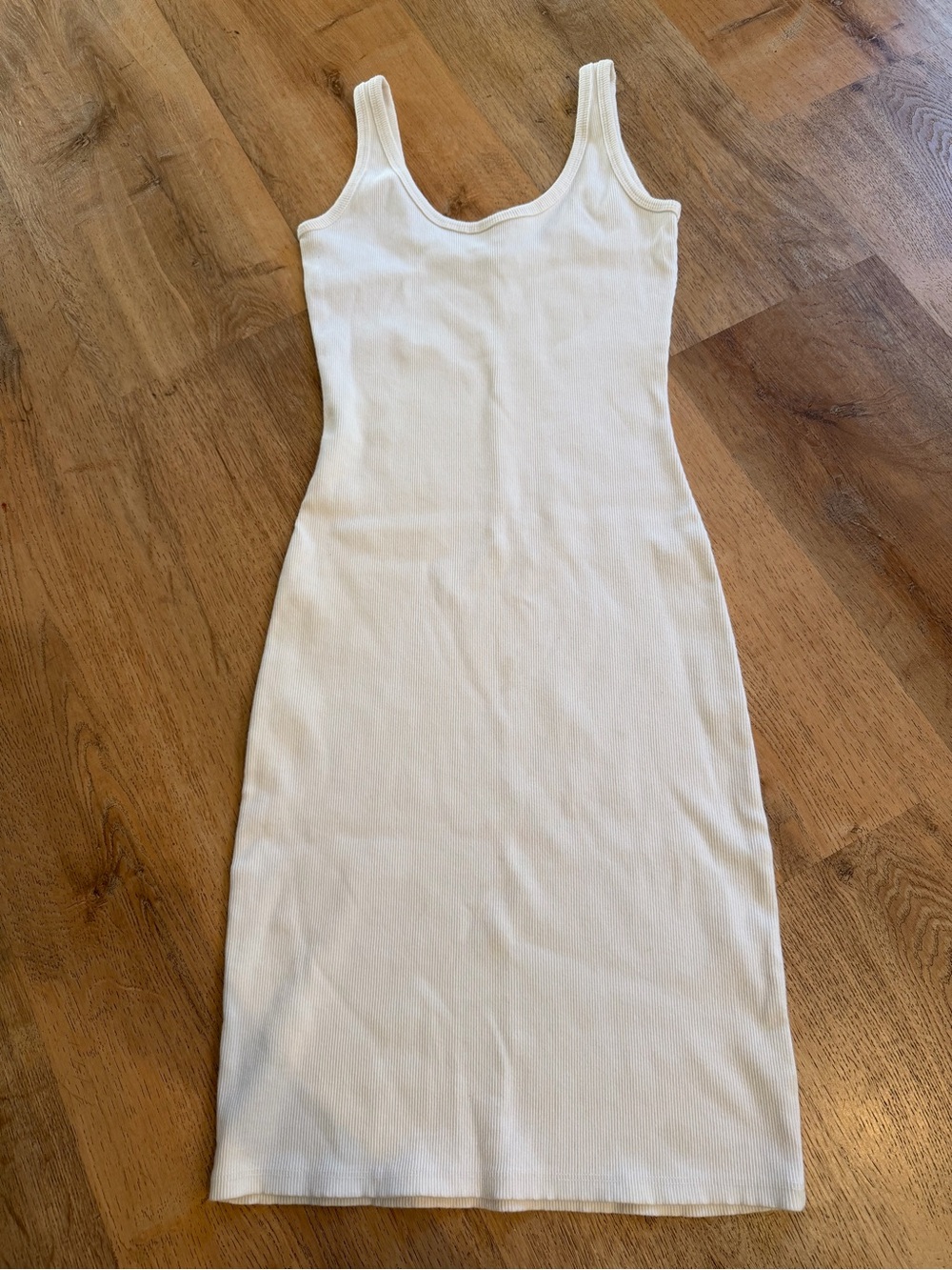 perfectwhitetee White Ribbed Tank Midi Dress